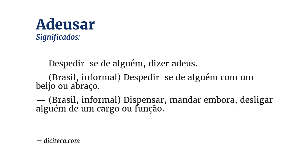 Significado de adeusar