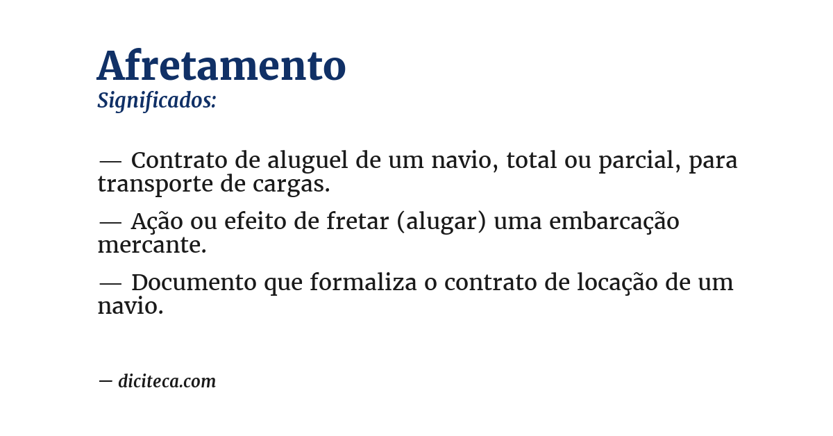 Significado de afretamento