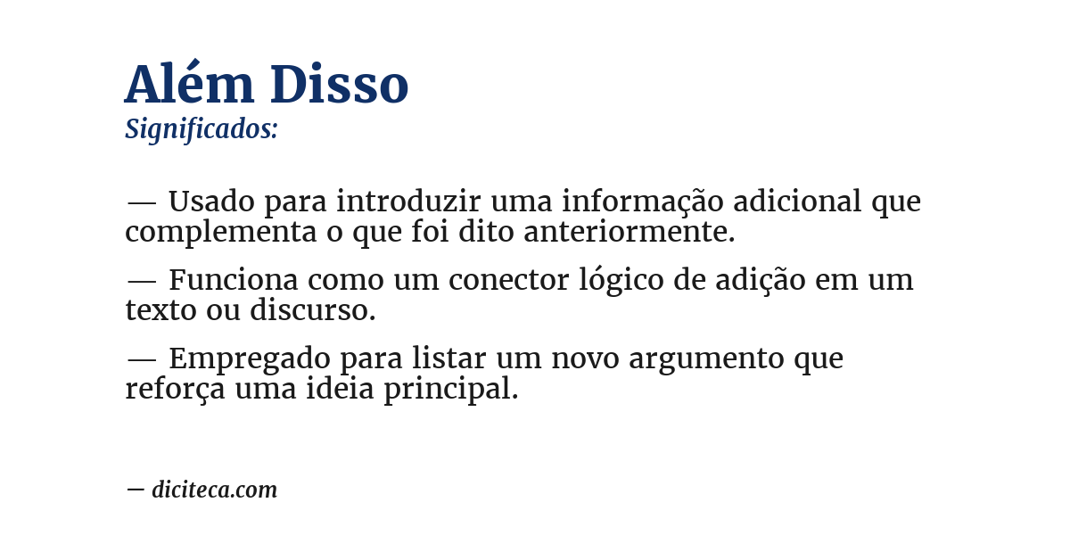 Significado de além disso