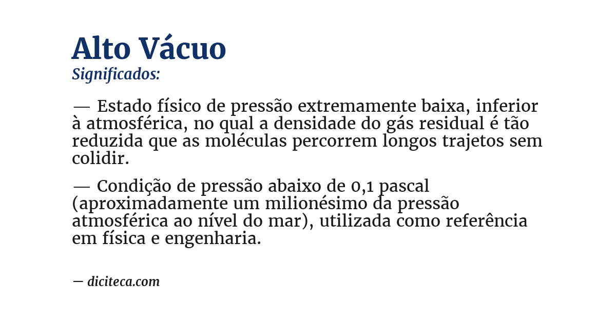 Significado de alto vácuo