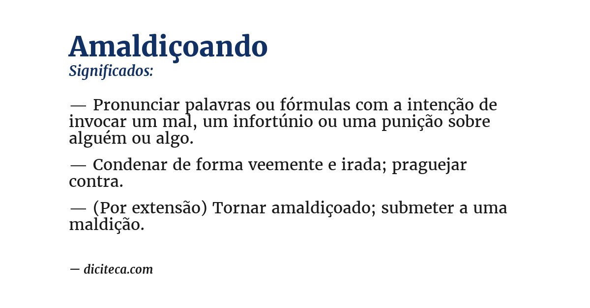 Significado de amaldiçoando