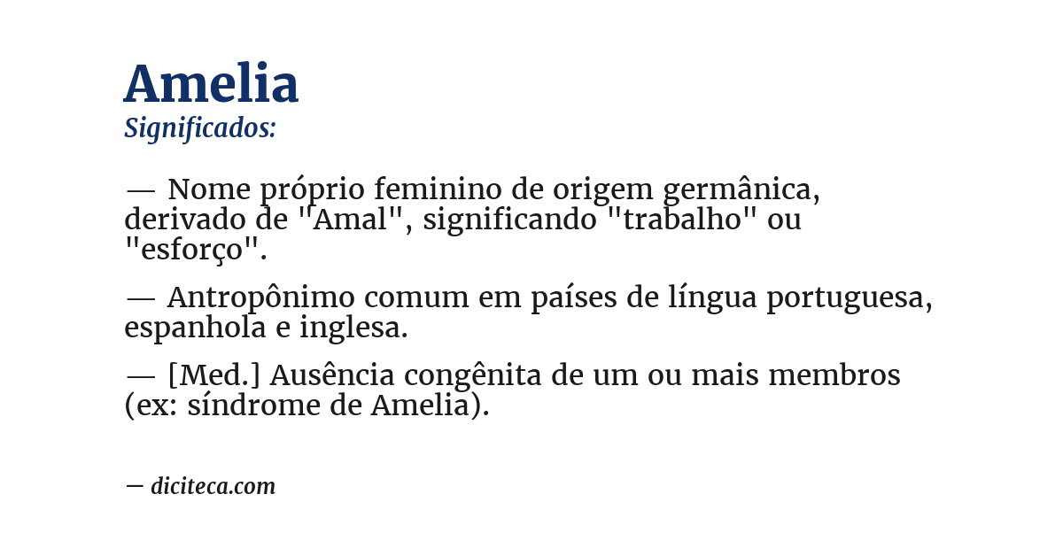 Significado de amelia