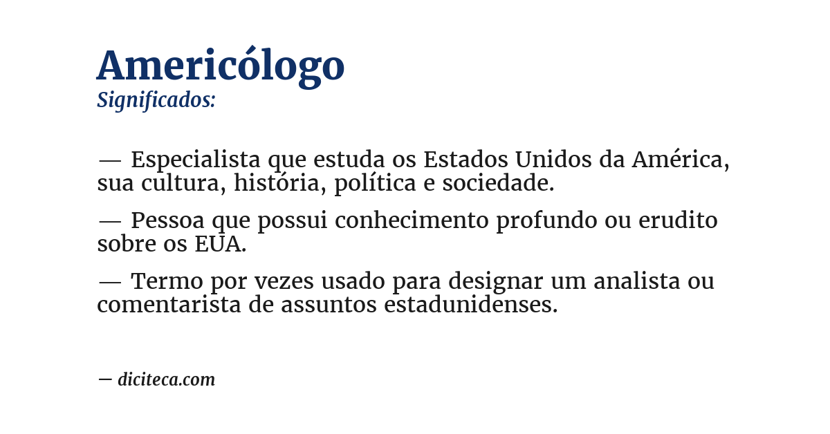 Significado de americólogo