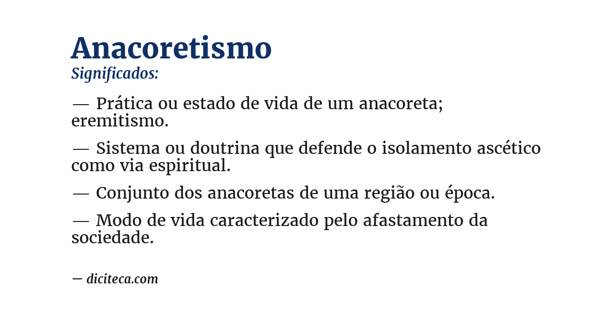 Significado de anacoretismo