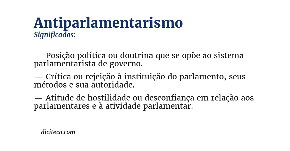Significado de antiparlamentarismo