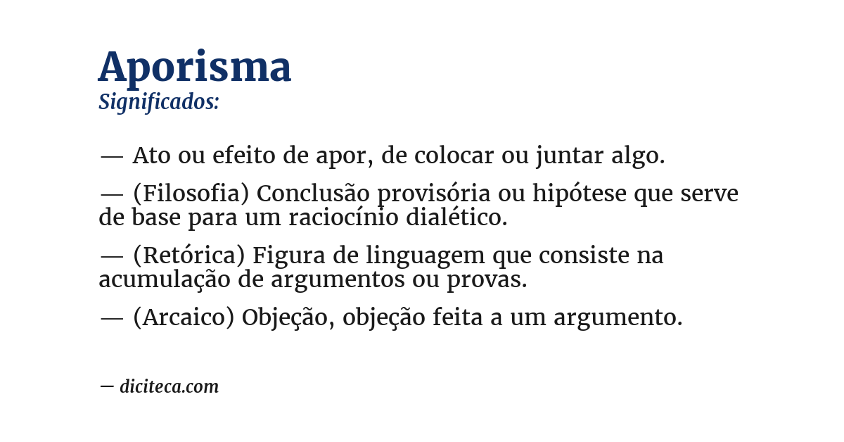Significado de aporisma