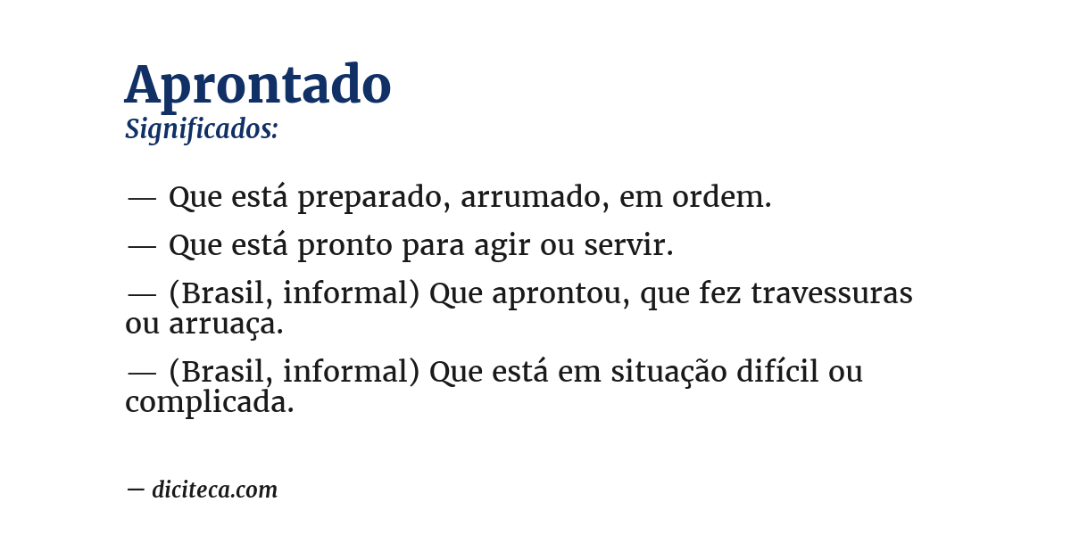 Significado de aprontado