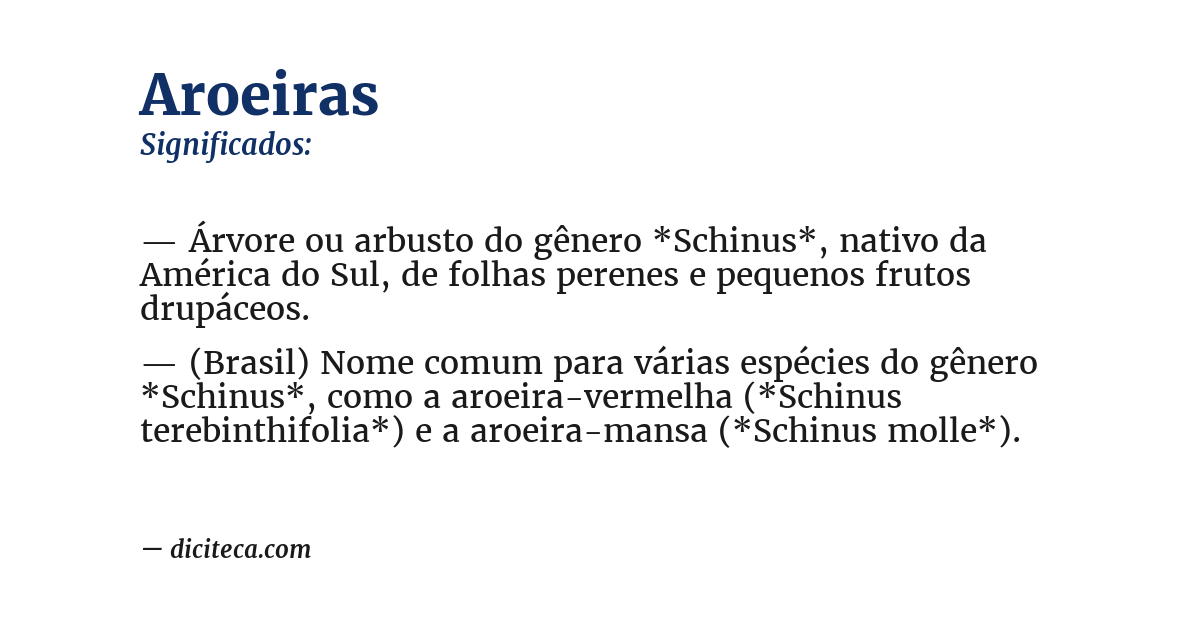 Significado de aroeiras