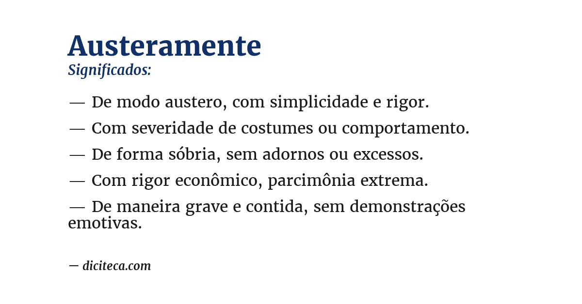 Significado de austeramente