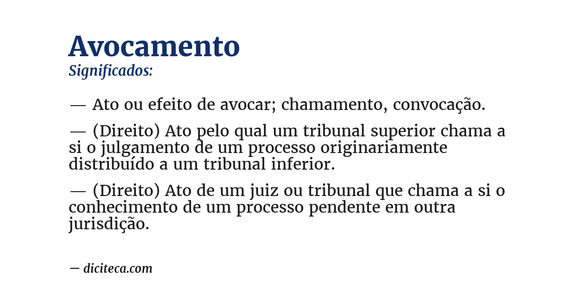 Significado de avocamento