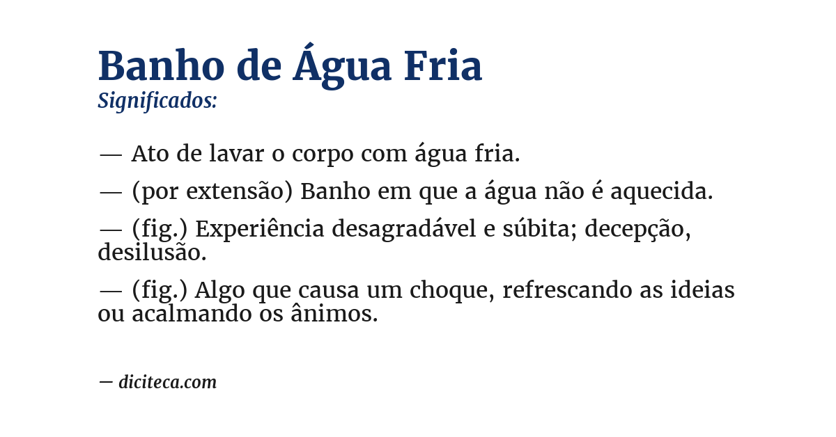 Significado de banho de água fria