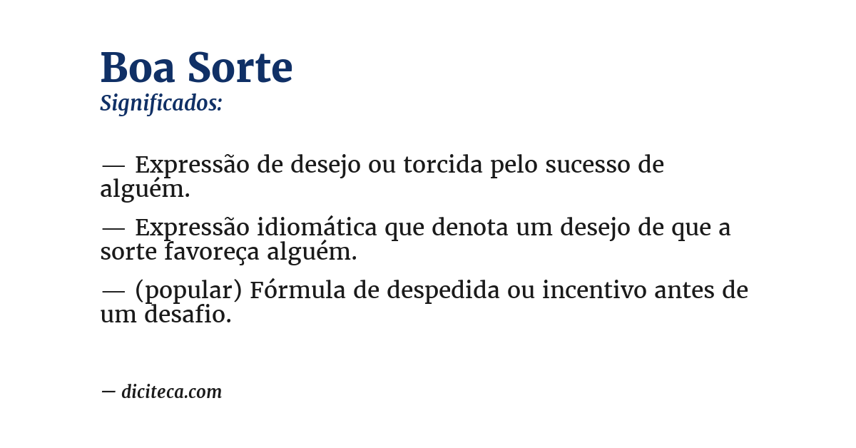 Significado de boa sorte