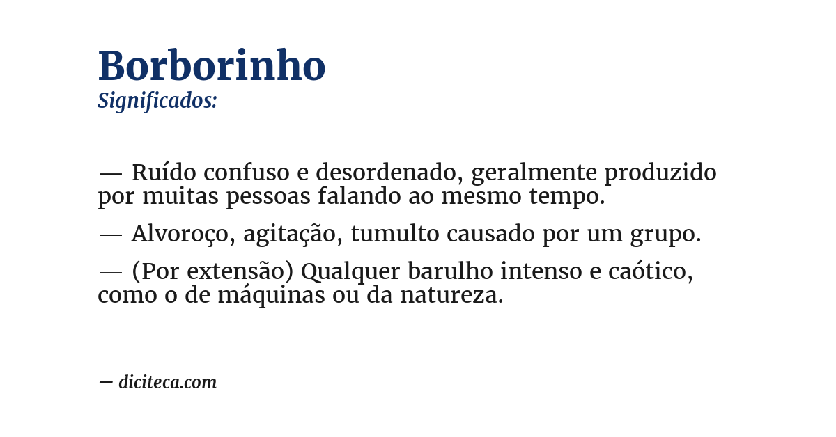 Significado de borborinho