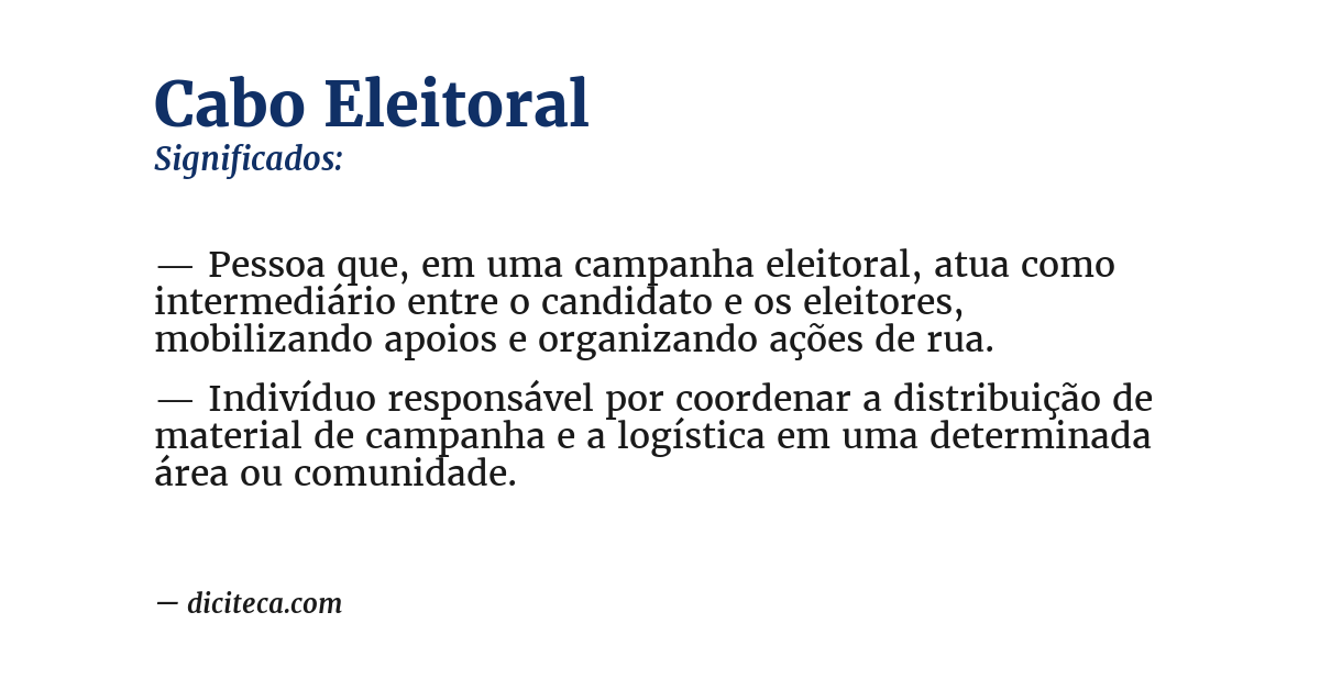 Significado de cabo eleitoral