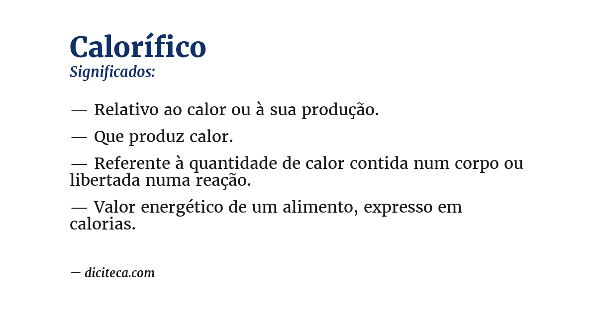 Significado de calorífico