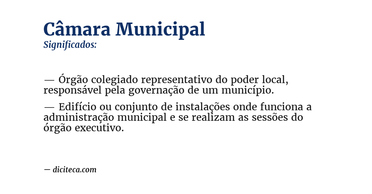 Significado de câmara municipal