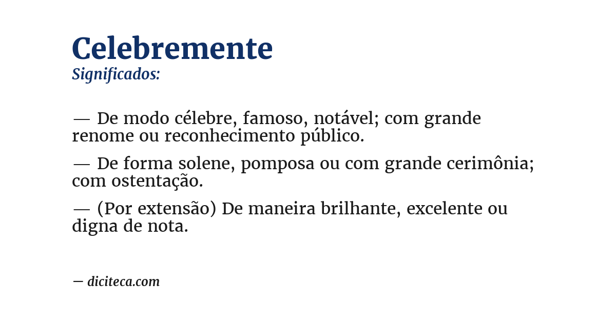 Significado de celebremente