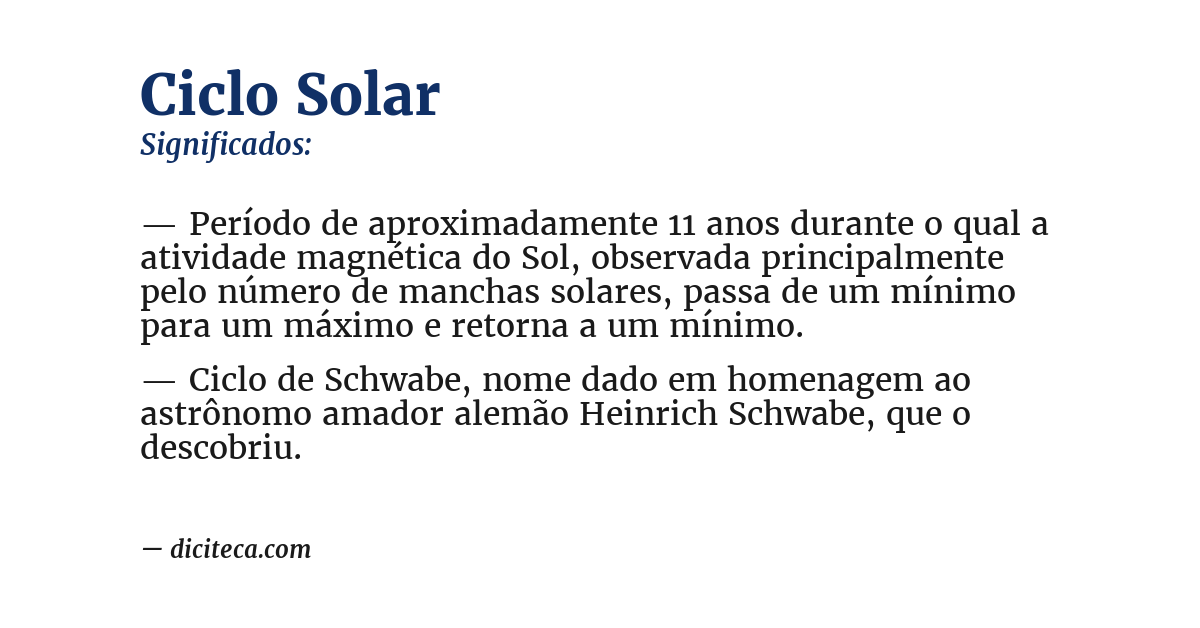 Significado de ciclo solar