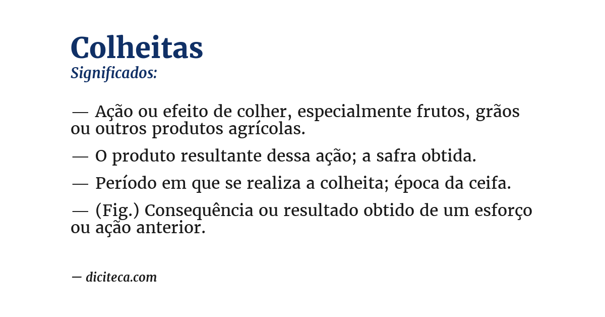 Significado de colheitas