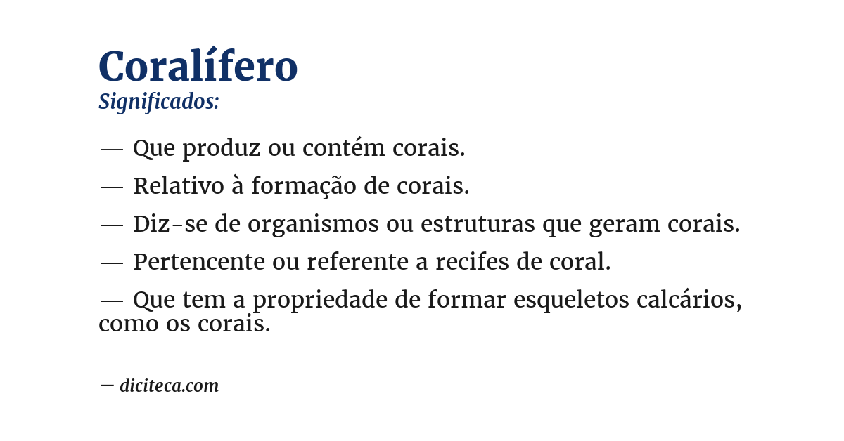 Significado de coralífero
