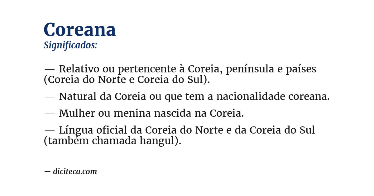 Significado de coreana