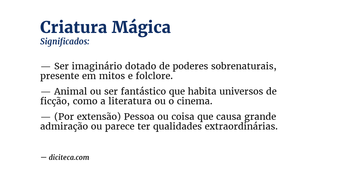 Significado de criatura mágica