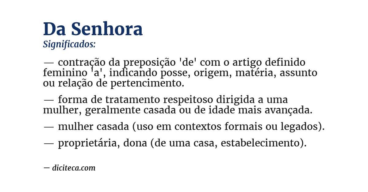 Significado de da senhora