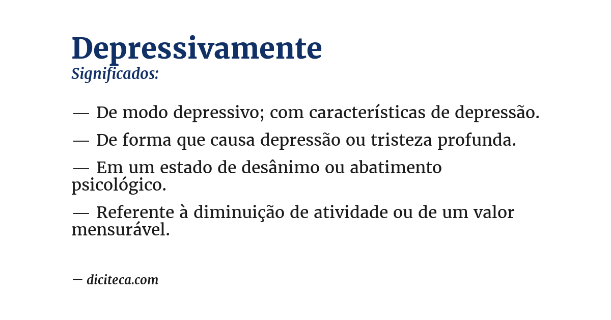 Significado de depressivamente