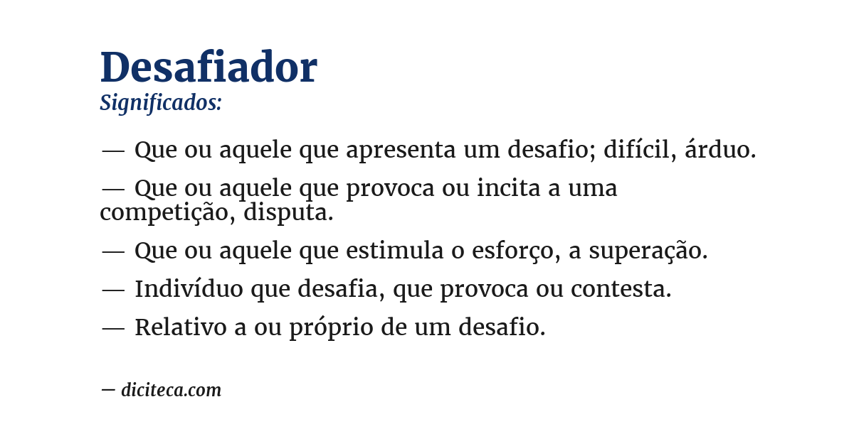 Significado de desafiador