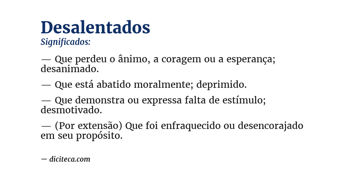 Significado de desalentados