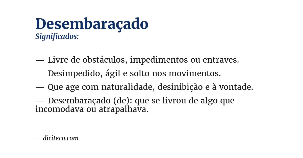 Significado de desembaraçado