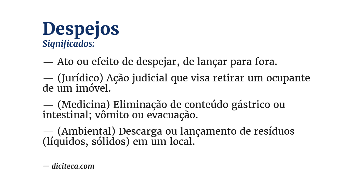 Significado de despejos