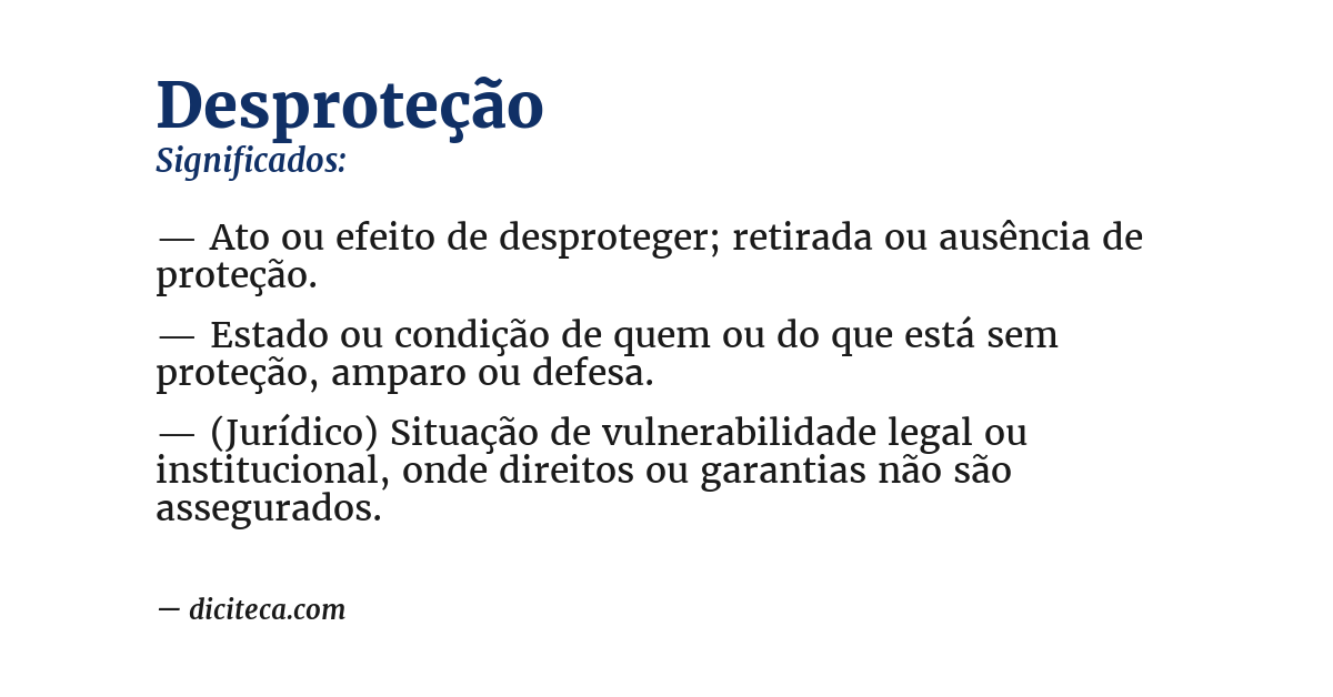 Significado de desproteção