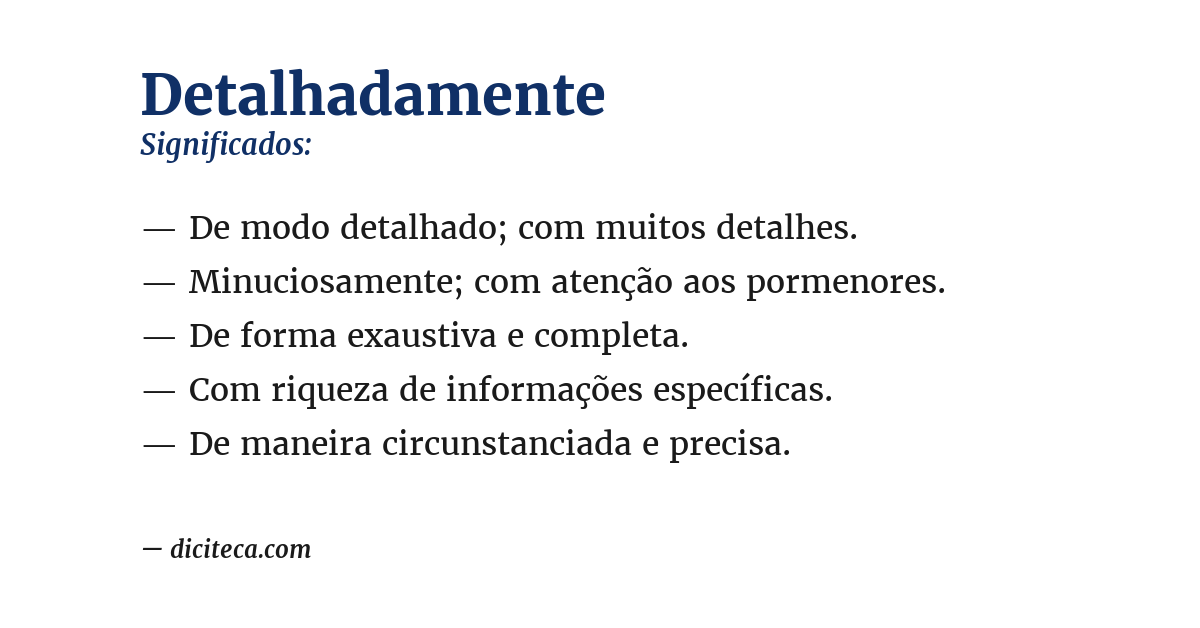 Significado de detalhadamente