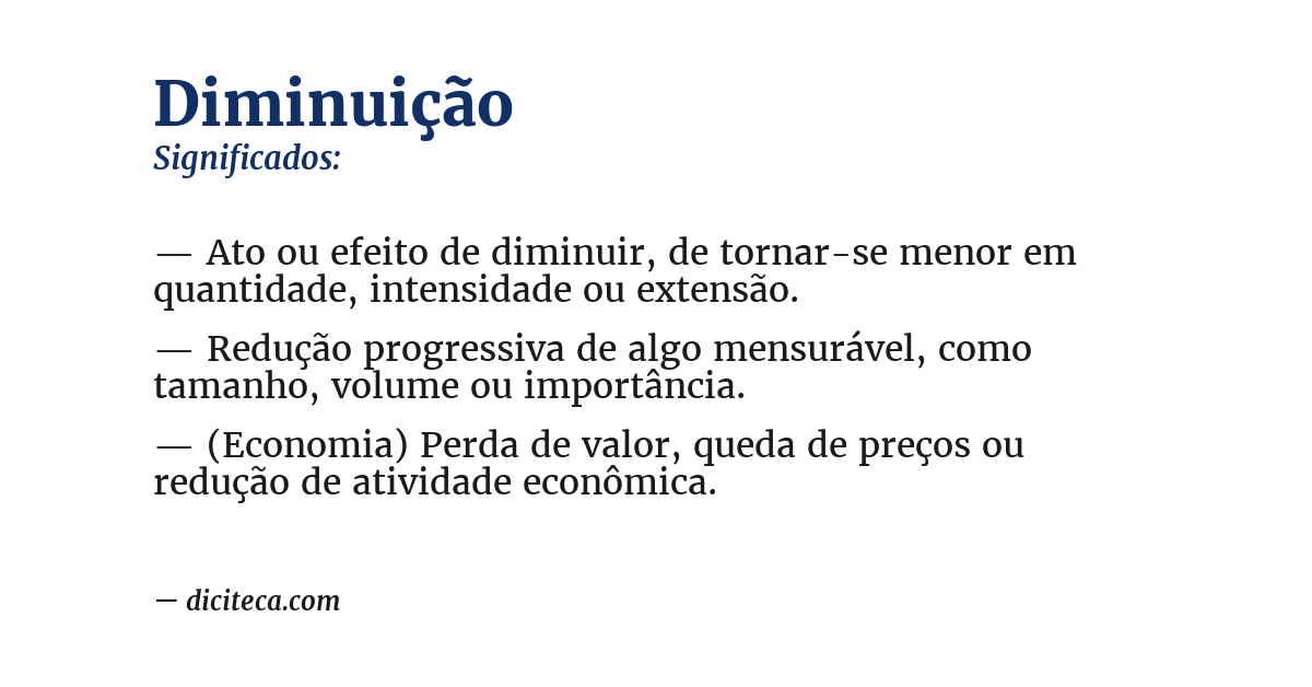 Significado de diminuição