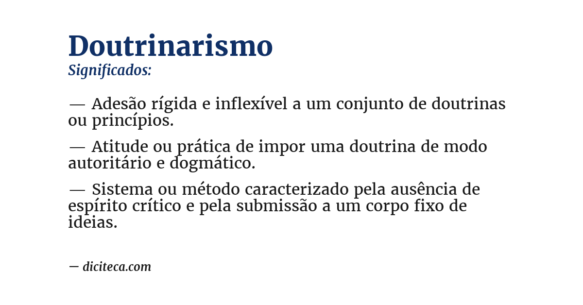 Significado de doutrinarismo