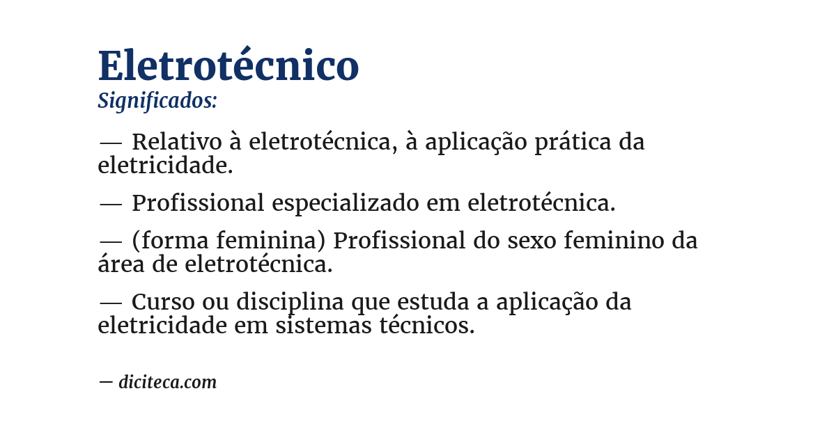 Significado de eletrotécnico