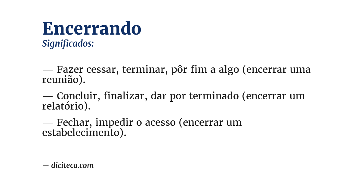 Significado de encerrando