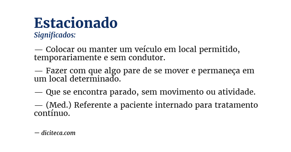 Significado de estacionado