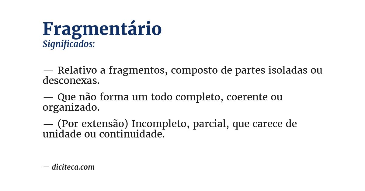 Significado de fragmentário