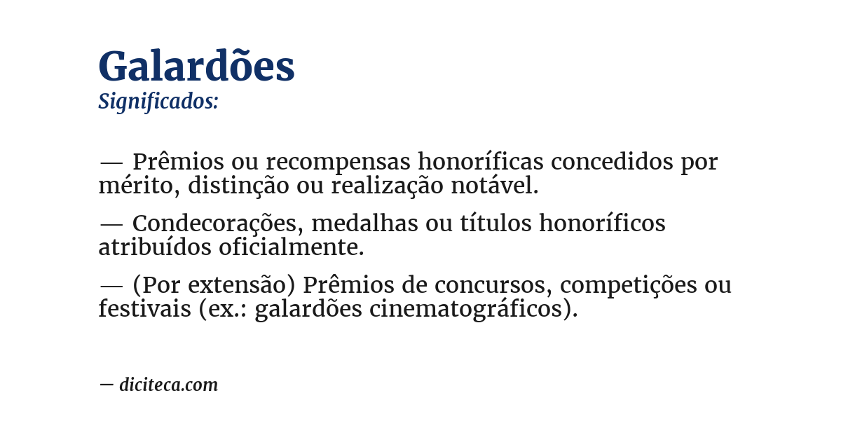 Significado de galardões