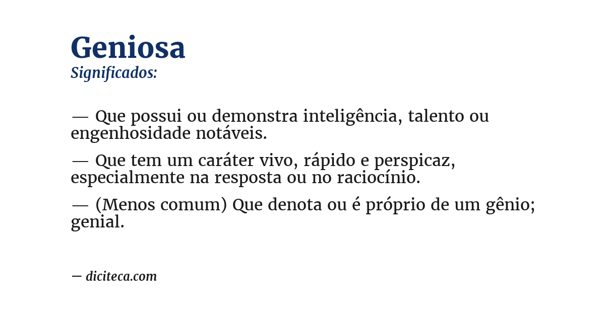 Significado de geniosa