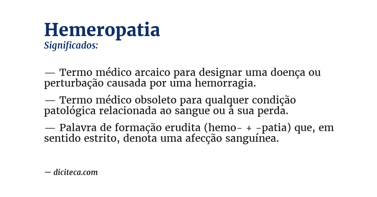 Significado de hemeropatia