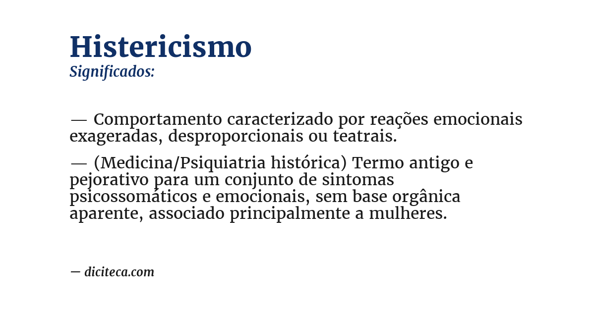 Significado de histericismo