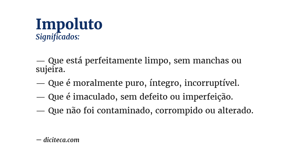 Significado de impoluto