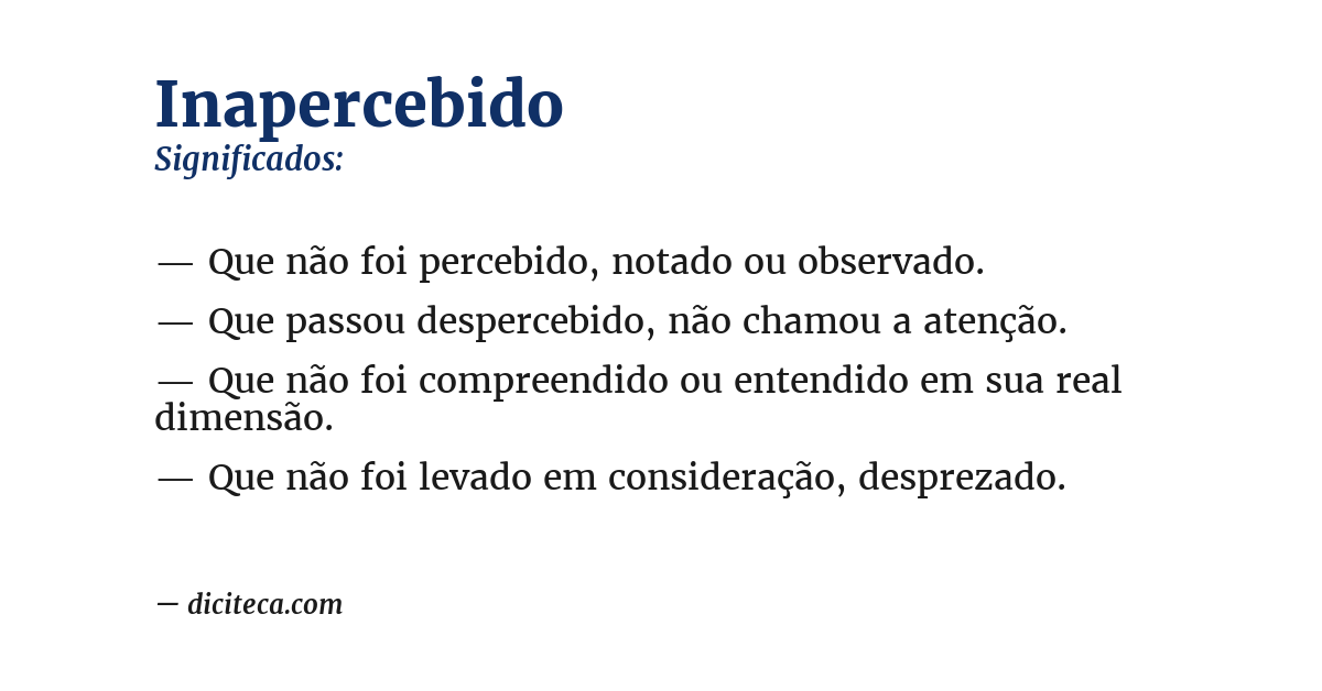 Significado de inapercebido
