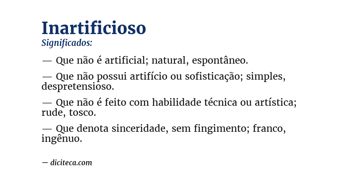 Significado de inartificioso
