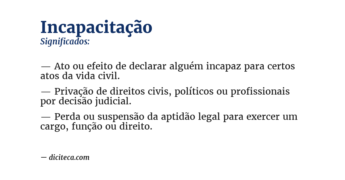 Significado de incapacitação