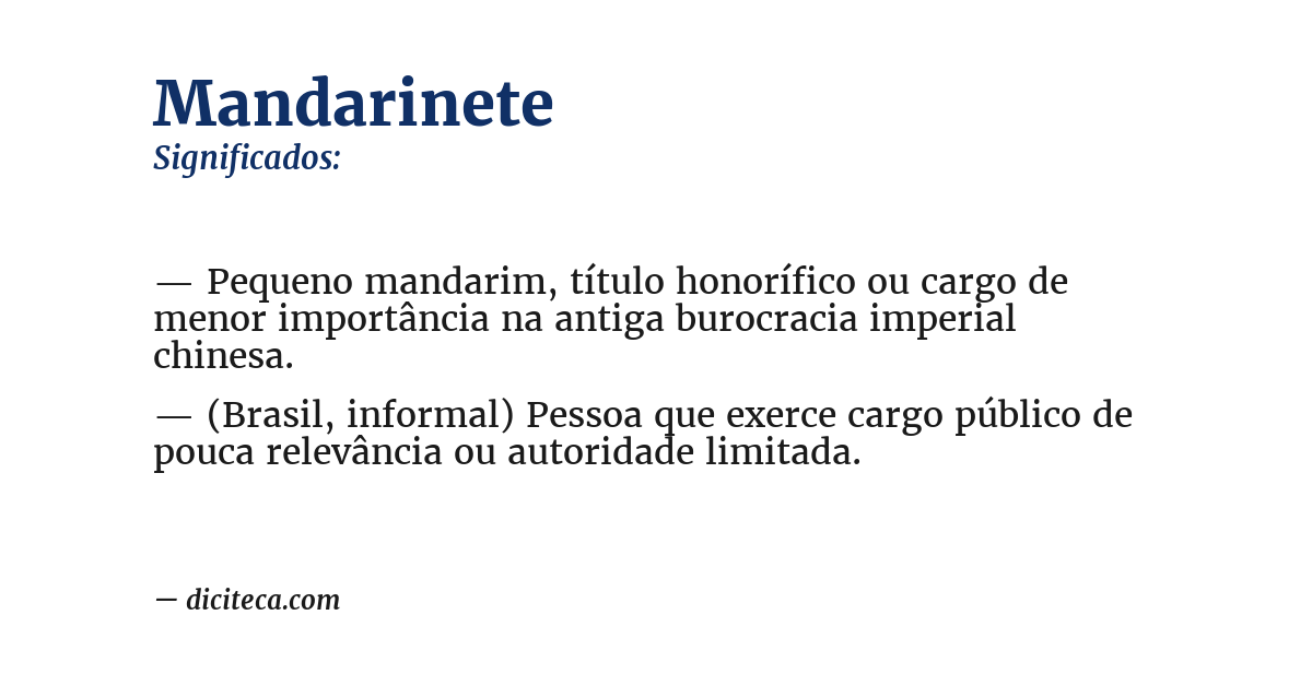 Significado de mandarinete