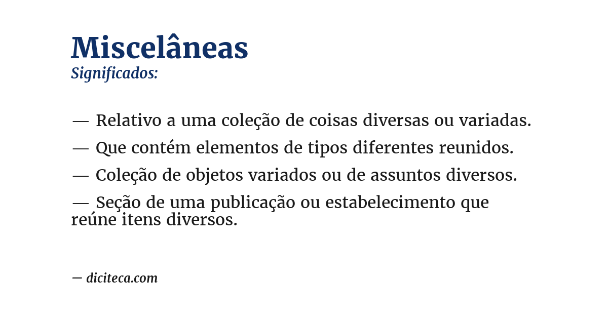 Significado de miscelâneas